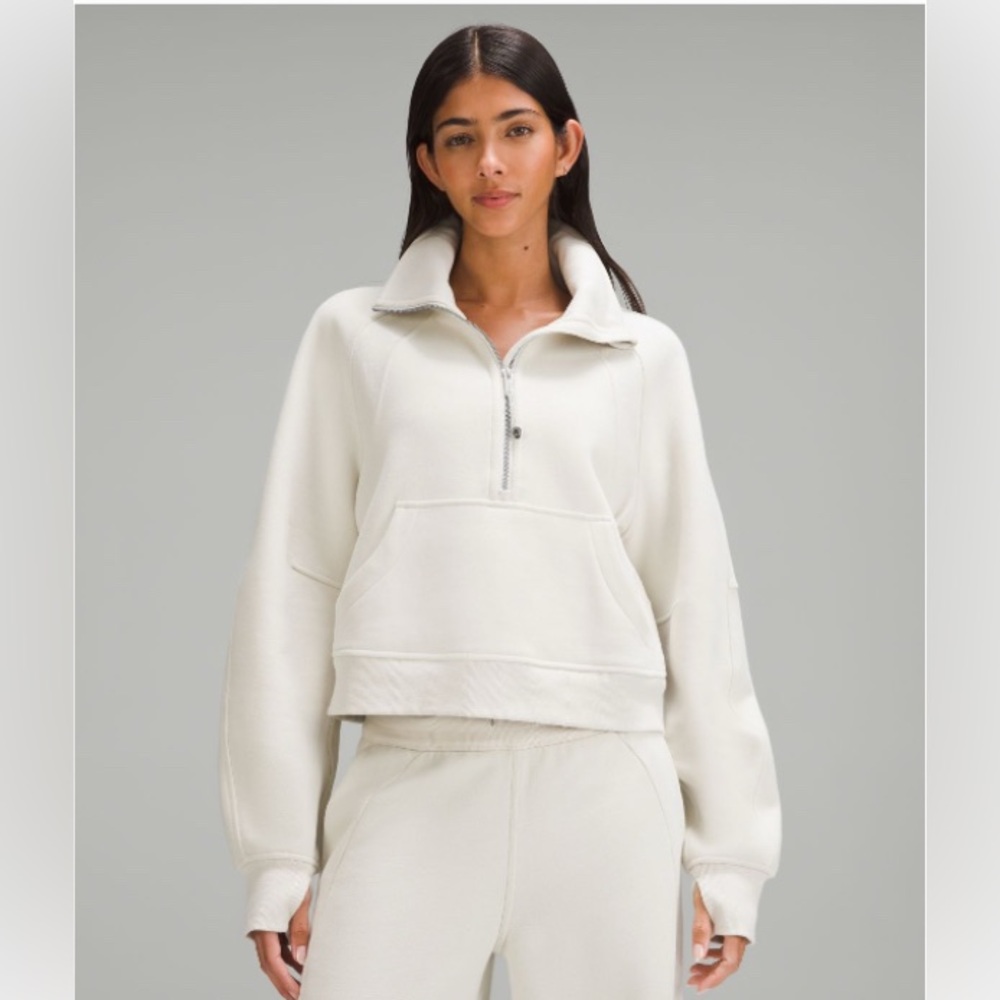 LULULEMON Scuba Oversized Funnel Neck Crop Pullover Sweatshirt M/L Bone